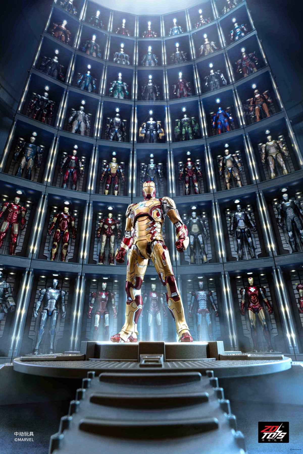 MARVEL Avengers: Iron Man Mk.46 - 7-inch Action Figure + Hall of Armor Set
