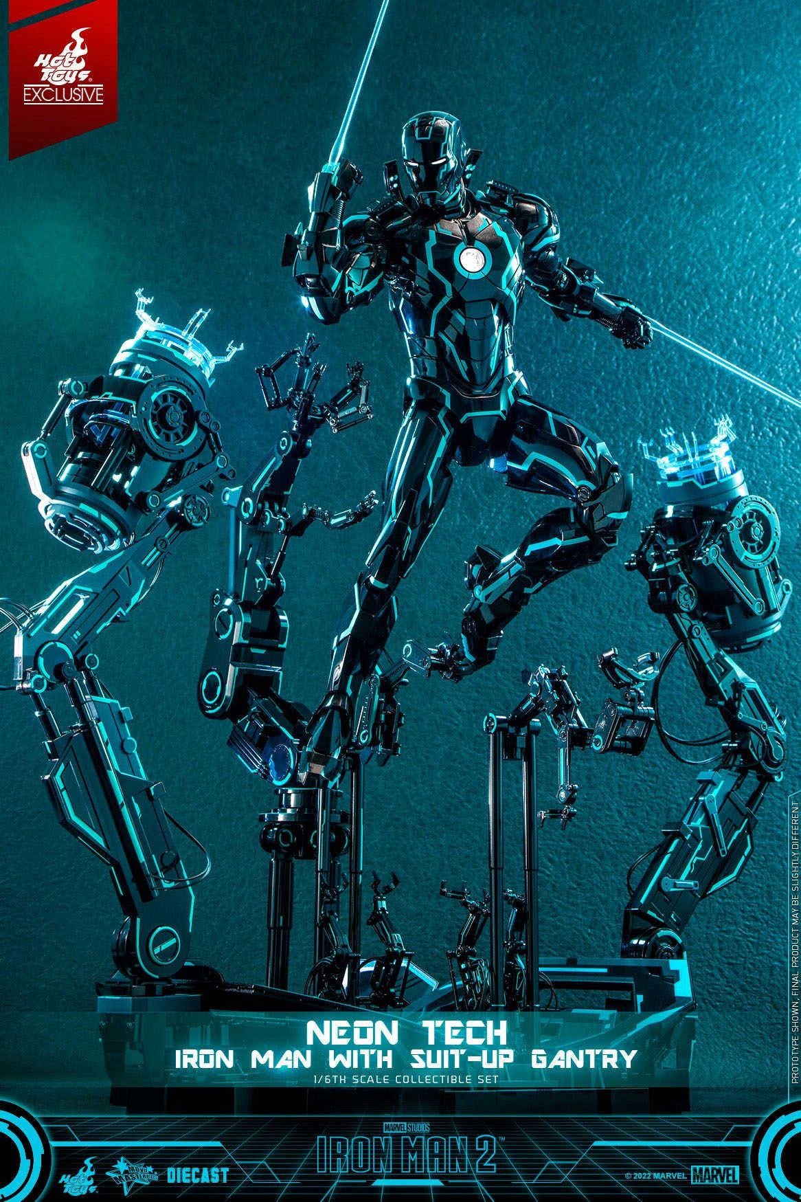 Neon Tech Iron Man mit Suit-Up Gantry Hot Toys