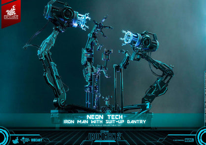 Neon Tech Iron Man mit Suit-Up Gantry Hot Toys