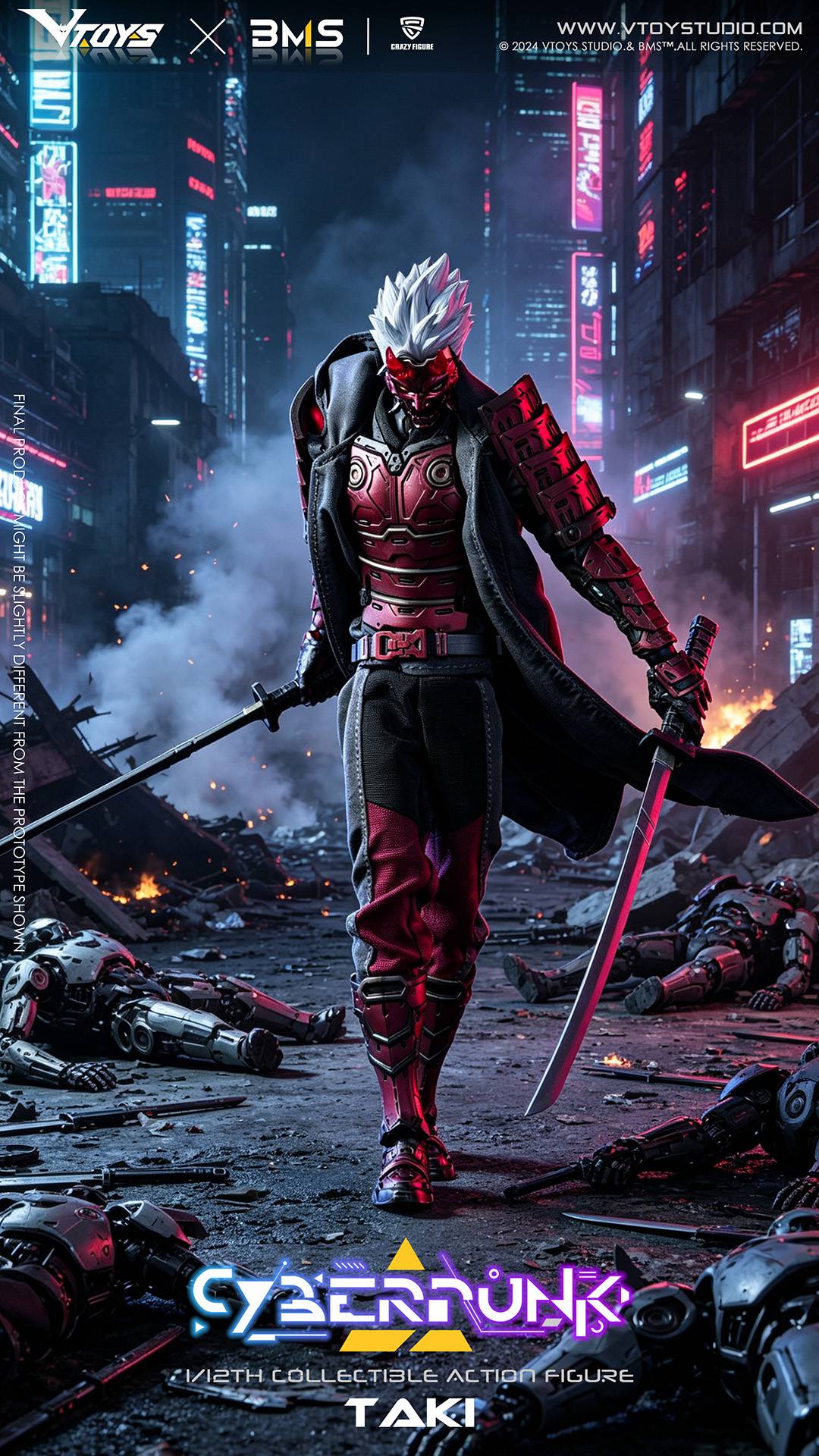 Original Character: Samurai The Crimson Dawn of the Blade 1/12 - Cyberpunk Series [BMS / VTOYS]