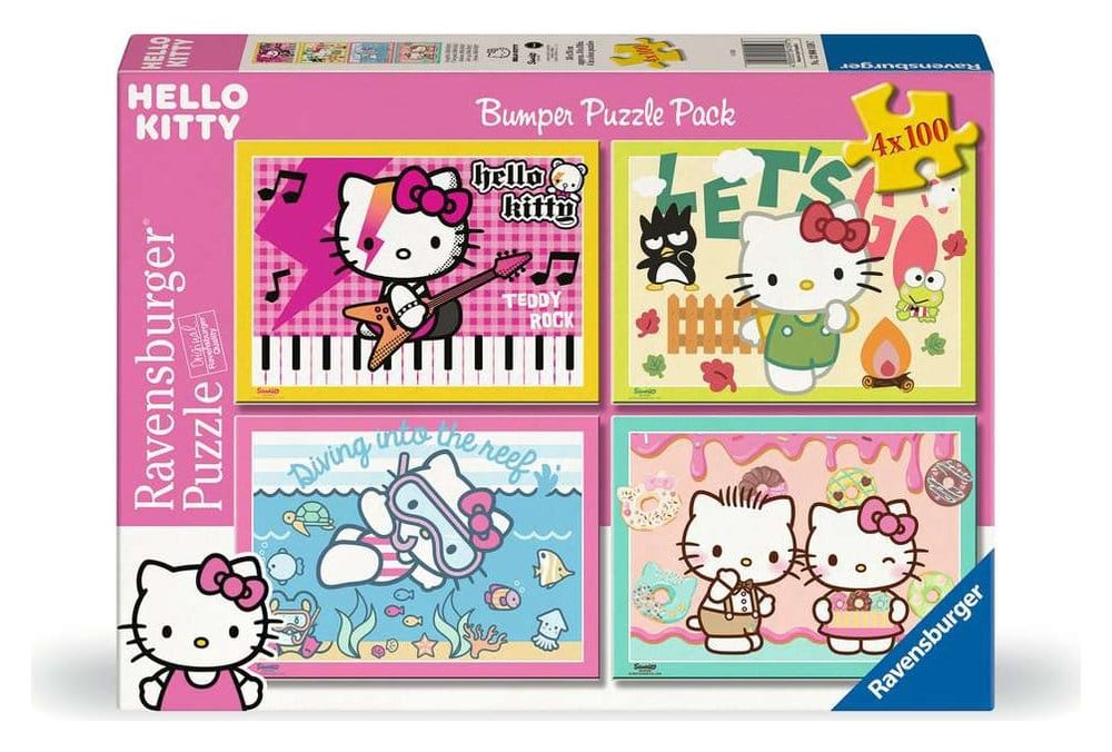 Hello Kitty Puzzles 4er-Pack Los geht's, Hello Kitty! (4x100 Teile) - Anime Figuren günstig kaufen