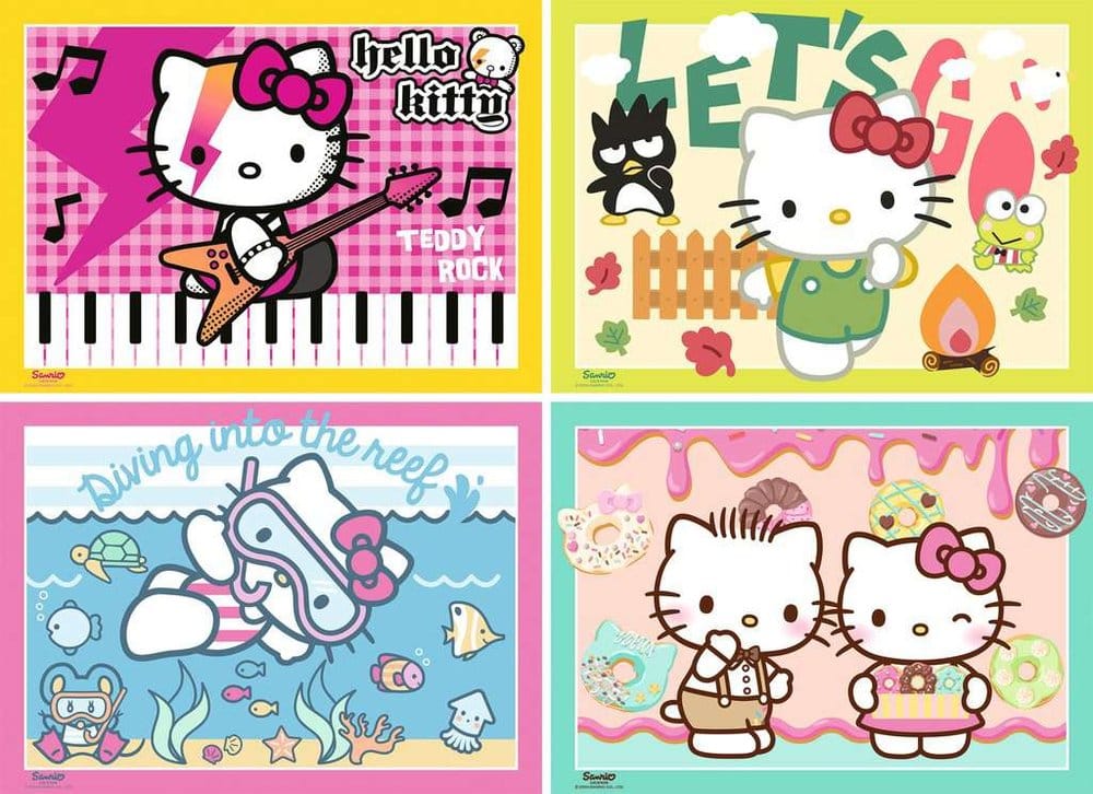 Hello Kitty Puzzles 4er-Pack Los geht's, Hello Kitty! (4x100 Teile) - Anime Figuren günstig kaufen